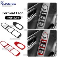 Real Soft Carbon Fiber Sticker For Seat Leon MK1 1M 1999 2000 2001 2002 2003 2004 Car Window Switch Frame Trim Accessories
