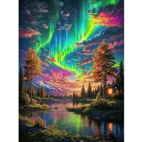 500/1000/1200/2000PCS Puzzles for Adults Aurora in The Beautiful Forest,Jigsaw Puzzles Brain Challenge Game Gift Home Decor
