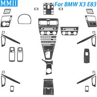 For BMW X3 E83 2004-2010 Carbon Fiber Gear Shift Air Outlet Window Lift Water Cup Holder Panel Car Interior Accessories Sticker