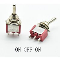 5pcs/lot waterproof Red 3 Pin 2A 250VAC / 5A 120VAC ON-OFF-ON 3 Position SPDT Mini Toggle Switch