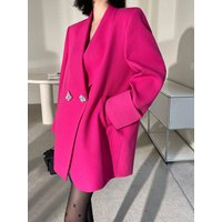 Chic High-end Blazer Design Women Clothing Trend Spring Autumn Jackets Mid-length Coats Loose Button Blazer Long Sleeve Tops New