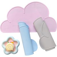 Silicone pet feeding cloud mat, dog and cat meal mat with raised edges, anti slip and waterproof pet bowl mat, pet food tray