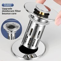 Universal Rebound Drain Plug With Hair Catcher Stainless Steel Floor Drain Filter Washbasin Plug Anti Odor Pop-Up Basin Stopper
