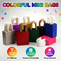 Small Kraft Paper Gift Bags with Handles, Dark Colors Foldable - for Business, Party, Birthday, Holiday