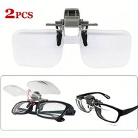 Flip Up Down Rimless Magnifying Glasses with Clip Magnifying Glass 2X Lenses Clip-on Glasses Magnifier for Reading