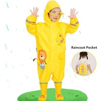 1-10 Years Old Children Raincoat Kids Boys Girls Waterproof Jumpsuit Hooded One-Piece Cartoon Dinosaur Baby Rainwear And Pants