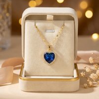 Large Blue Heart Necklace - Diamond-Studded Guardian Heart - Light Luxury Style Collarbone Chain for Women