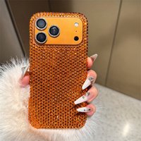 Luxury Popular Orange Glitter Rhinestone Bling Phone Case For iPhone 17 Pro Max Air 11 12 13 14 15 16 ProMax Shining Back Cover