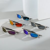 AliExpress NONE Zinc alloy X metal Juliet silver frame cycling glasses coated polarized sunglasses with concave shape windproof glasses