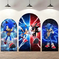 Arch Running Hero Speed Blue Hedgehog Photography Background Boy Birthday Party Decor Arched Backdrop Photo Photographic Props