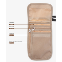 Travel Accessories Travel Wallet Khaki Black Ticket Holder Travel Neck Pouch Zipper Passport Protective Cover Passport Wallet