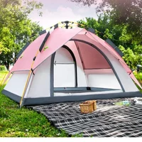 Outdoor Tent Fully Automatic Portable Tent Family Picnic Camping No-build Quick-open Pink Tent