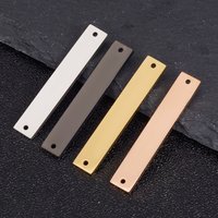 5Pcs Mirror Polished Blank Stainless Steel Rectangle Bar Connector Logo Metal Stamping Charms For DIY Necklace Bracelets