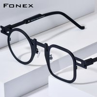 FONEX Pure Titanium Eyeglasses Frame Men Fashion Brand Design Square Round Glasses Women Retro Japanese Eyewear 85924