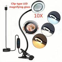 10X Magnifying Glass With 3 Color Modes LED Lighted Desk Lamp LED Magnifier Lamp for Reading Crafting Painting Close Work