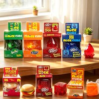 Needoh Hamburger Sprite Nice Cube Squishy Squeeze Toy Translucent Multi Color Stretchy Non-Toxic Anxiety Relief For Adults Gift