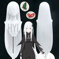 Anime Re:Zero Echidna Cosplay Wig White Long Synthetic Hair Butterfly Headwear For Women Men Halloween Costume Party Props
