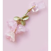 Cute Pink Lily Of The Valley Phone Charm Flower Green Leaf Dust Plug