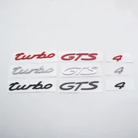 Chrome Silver Black Red Letters Turbo 4 GTS Car Rear Trunk Lids Emblem Badges Sticker Decal