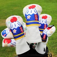 PU Leather Japan Mountain Full Embroidery Golf Headcover Golf Driver Wood Hybrid Head Covers