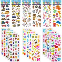 5 Blatt Kinderaufkleber, bauschige Aufkleber für Kinder, Geburtstag, Weihnachten, Neujahr, Geschenk für Mädchen, Jungen, Scrapbooking, Cartoon-Aufkleber