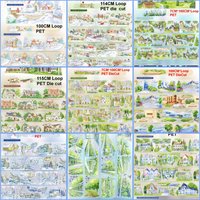 2026 New 1 Loop Sample Pet Washi Tape Landscape Spring Winter Snow Town Dwellings Rails Street LGifts DIY Projects stickers