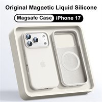 Płynny silikonowy, magnetyczny pokrowiec MagSafe do telefonu iPhone 18, 17, 16, 15, 14, 13 Pro Max, umożliwiający bezprzewodowe ładowanie, z logo, miękki, w przezroczystym pudełku.