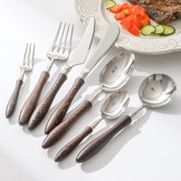 Japanese Wood Stainless Steel Cutlery Set Walnut Tableware Fork and Spoon Dessert Fork Kitchen Creative Small Waist Series