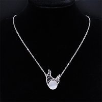 Maleficent Witch Horns Fairy Godmother's Necklace Stainless Steel Opal Stone Enamel Villain Queen Necklaces Women Jewelry N3704
