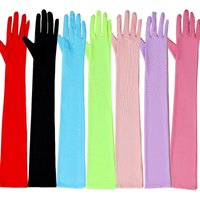 55CM High Elasticity Black Mesh Transparent Sun Protection Ice Silk Long Gloves Women Summer Sunscreen Lace Wedding Dress Bride