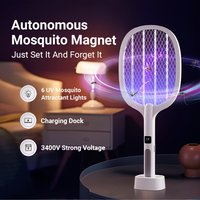 Rechargeable Electric Fly Swatter Insect Killer 4000V Type-C Detachable Handheld Automatic Tapping Mode Indoor Outdoor for Home