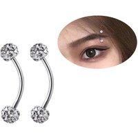 2pcs Surgical Steel Curved Barbell Ring 16G Clear Ball Ball Belly Button & Nipple Rings Tragus Earrings Eyebrow Piercing Jewelry