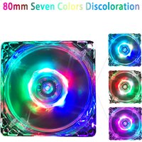 80mm Seven Colors Discoloration LED Light 12V Mute PC Case Cooling Fan For Computer Case Cooling