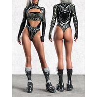 Halloween Carnival Women's Tights Cyberpunk Gothic Tights Party Role Play Swimsuit Short Jumpsuit Natural Print Stage Costume