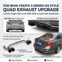 M3 Style Quad Exhaust Tip Conversion Kit For BMW 3 Series F30 F31 320i 318i Stainless Steel Decorative Muffler Tailpipe