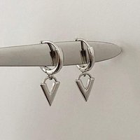 Huitan Chic Drop Earrings for Women Simple Stylish V Shaped Circle Earrings Metal Silver Color Fashion Versatile Jewelry