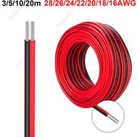 2Pin Electrical Wire 12V Tinned Copper PVC Insulated Red Black Cable For Doorbell LED Ribbon Lamp Tape Lighting Speakers Auto
