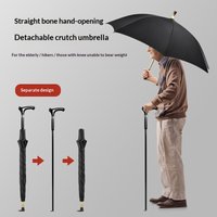 Retractable Walking Cane Umbrella Senior Telescopic Anti Slip Handle Windproof Rain Sun Travel Outdoor Custom Logo OEM Umbrella