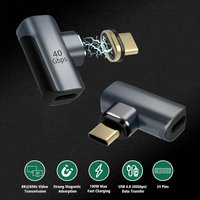 USB-C-Magnetadapter, 90 Grad magnetischer USB-C-Adapter, 24 Pins mit PD, 100 W, Schnellladung, USB 4.0, 40 Gbit/s, 8 K, 60 Hz