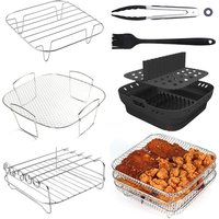 Air Fryer Rack for Ninja Dual 3pcs Layered Stainless Steel Grilling Rack Rectangle Hot Airfryer Basket Tray Accessories
