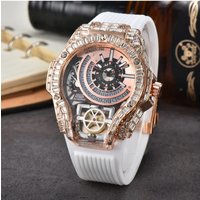 Luxury Business Quartz Watch Men Full Diamond Case Top Mens Watches Rubber Strap Color Creative Decorative AAA Clocks Relogio