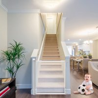 Extendable Stair Gate Cat Puppy Baby Outdoor Gate Retractable Gate Child Safety Gate For Kitchen Indoor Dog Stair Gate White