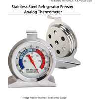 Stainless Steel Analog Fridge Freezer Thermometer Dual Scale โโ Temp Gauge Hanging Stand Kitchen Cold Storage Meter