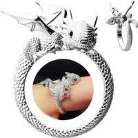Flying Dragon Adjustable Rings, Stainless Steel Punk Dark Style Jewelry for Women and Men, Comfort Fit for Daily Wear, Gift Idea