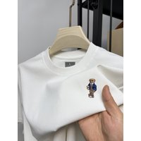 2026 New high-end brand men's printed T-shirt summer fashion masterpiece Teddy bear cotton Korean-style casual top