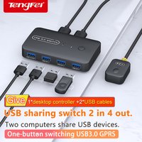USB KVM Switch USB 3.0 Switcher KVM Switch for Windows10 PC Keyboard Mouse Printer 2 PCs Sharing 4 Devices USB Switch
