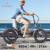 Fafrees F20 Mate zusammenklappbares elektrisches Dreirad für Erwachsene, 500W Cargo E-Bike mit 48V 21Ah abnehmbarem Akku
