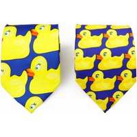 Cute Men's 8cm Polyester Navy Blue Necktie Yellow Duck Printed Patterns Soft Ties Wedding Celebration Business Accessory Gifts