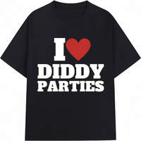 2026 New Summer I Love Diddy Parties Slogan T-Shirt, Unisex Cotton Tee for Adults Kids, Funny Meme Graphic Tops for Daily Wear