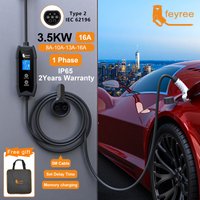 Zestaw przenośnej ładowarki Feyree EV Charger Type2 3.5kW 16A z regulacją prądu i opóźnienia, kabel 5M do ładowania samochodów elektrycznych.